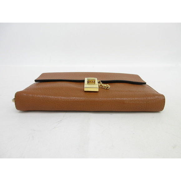 Chloe Drew Round Zip Long Wallet Brown Leather - Picture 3 of 12